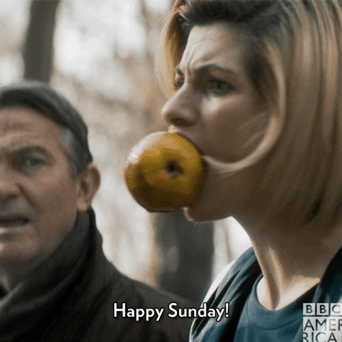 Good Morning Sunday Jodie Whittaker Eating Apple GIF