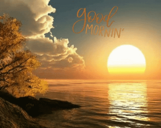 Good Morning Sunrise Golden Sea Clouds Reflection GIF