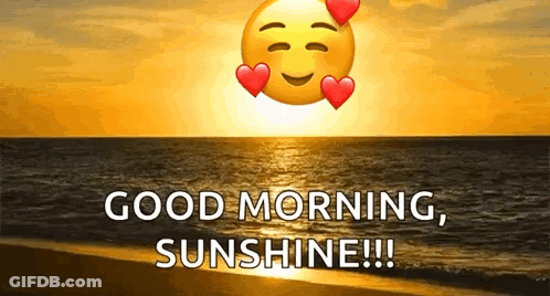 Good Morning Sunshine Smiley Face With Hearts GIF