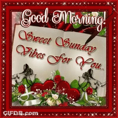 Good Morning Sweet Sunday Vibes With Hearts And Roses GIF
