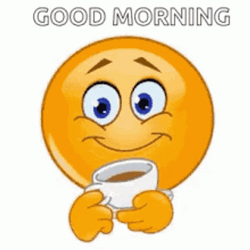 Good Morning Team Cute Emoji Having Tea GIF
