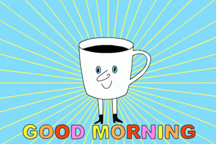 Good Morning Team Jumping Cup Of Black Coffee GIF