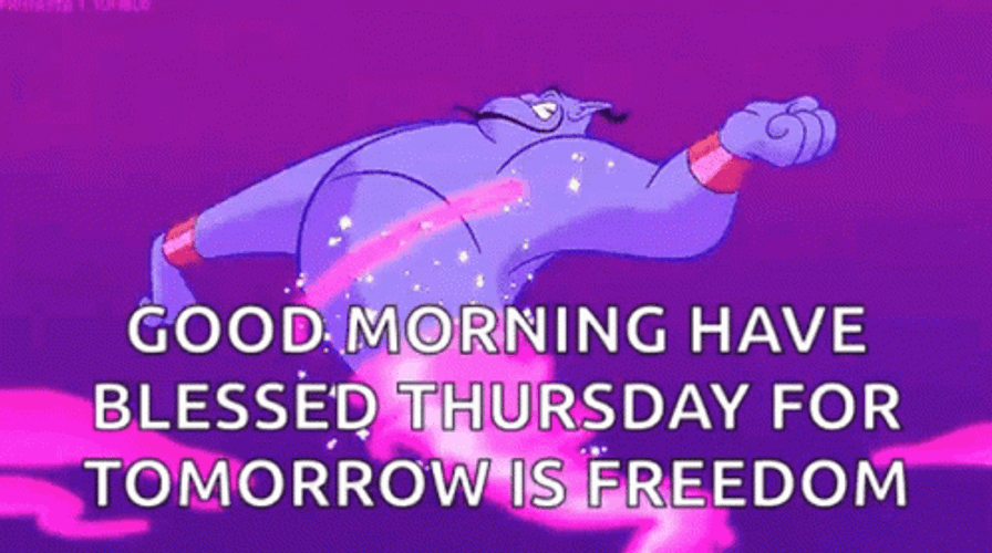 Good Morning Thursday Freedom Day Aladdin Genie GIF