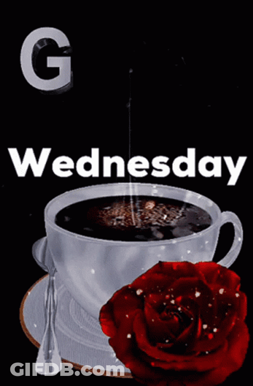 Good Morning Wednesday Spinning Coffee Cup Roses GIF