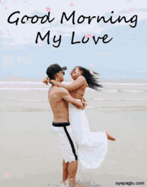 Good Morning Wife Beach Couple Photo GIF