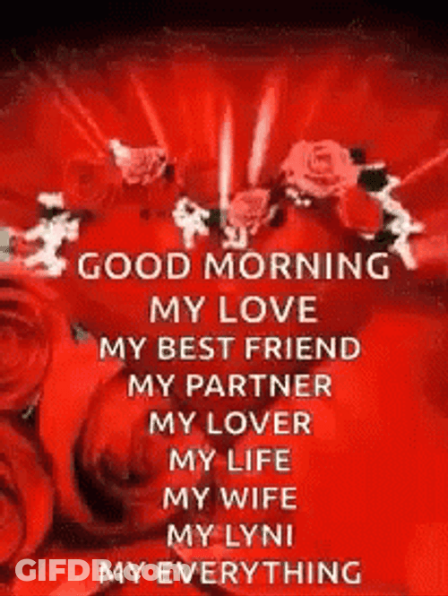 Good Morning Wife Pounding Flower Heart GIF