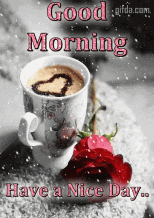 Good Morning Winter Heart Cappuccino GIF