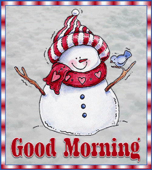 Good Morning Winter Snowman Fun Art GIF
