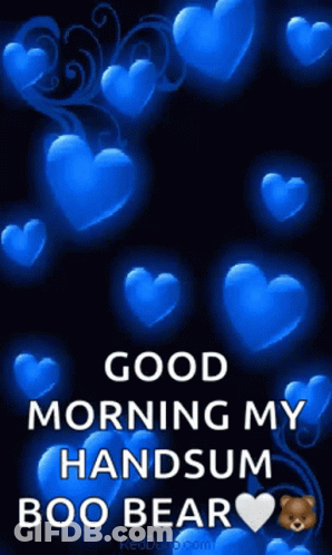 Good Morning With Blue Hearts And Teddy Bear GIF
