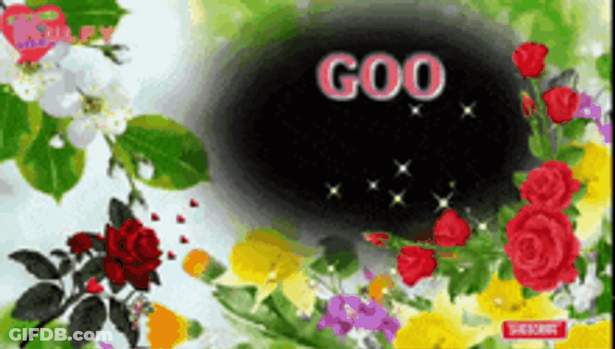 Good Morning With Different Flowers Design GIF