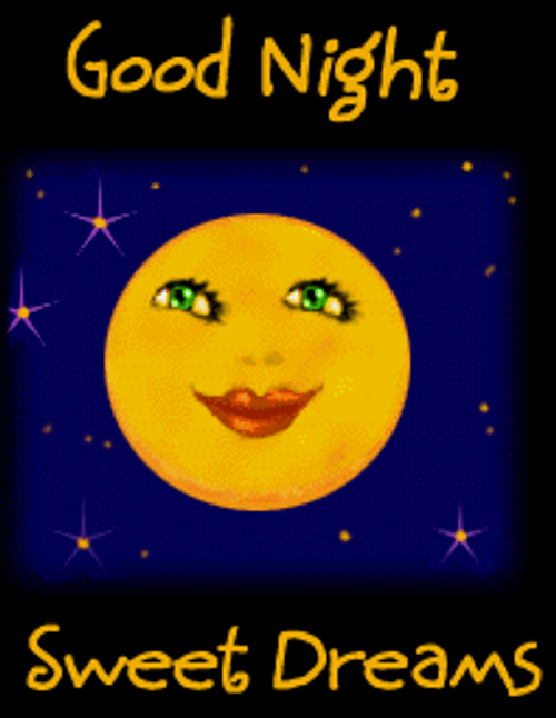Good Night And Sweet Dreams Smiling Yellow Moon GIF