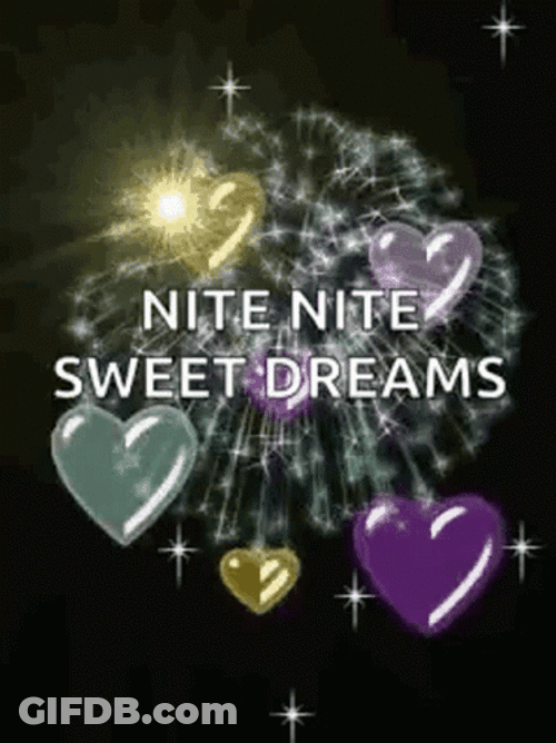 Good Night And Sweet Dreams Sparkling Transparent Hearts GIF