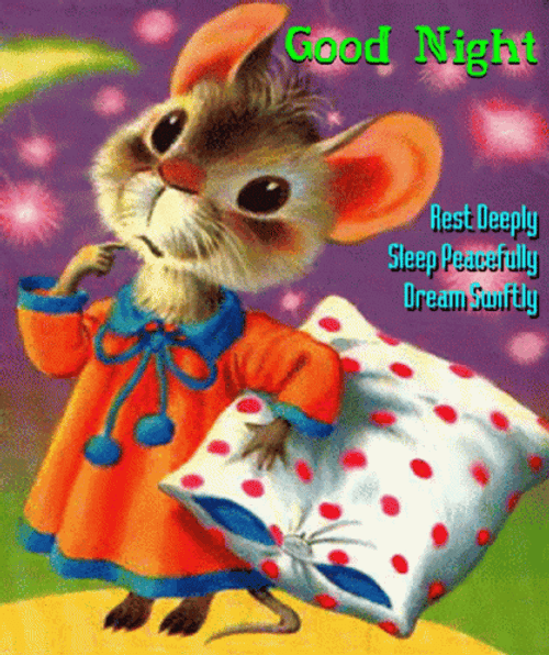 Good Night Animated Cute Rat GIF