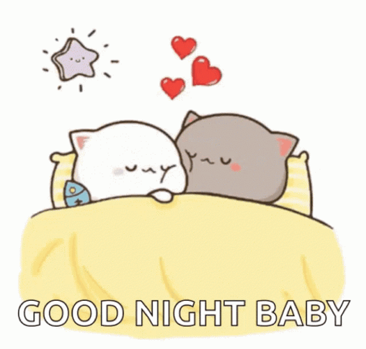 Good Night Animated Mochi Cats GIF
