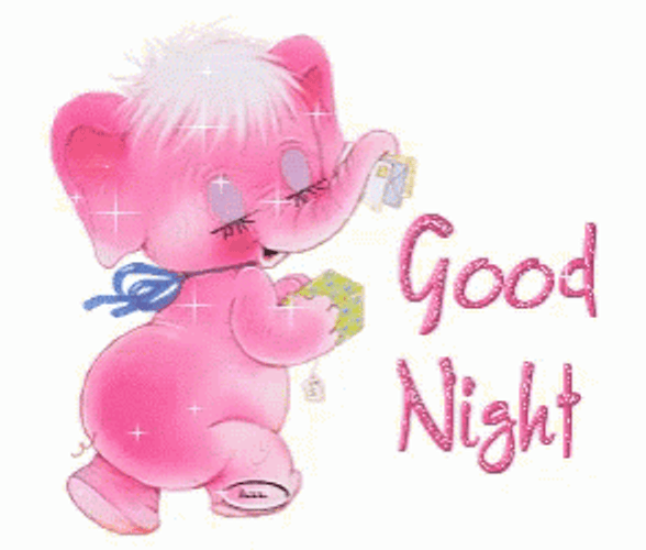 Good Night Animated Pink Elephant GIF