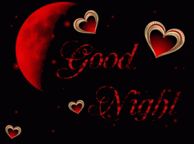 Good Night Animated Valentine Hearts GIF