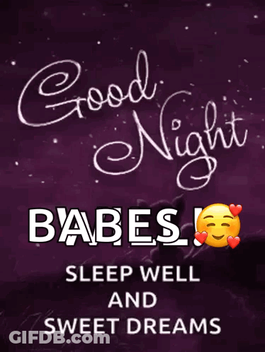 Good Night Babes Sleep Well Sweet Dreams Purple Background GIF