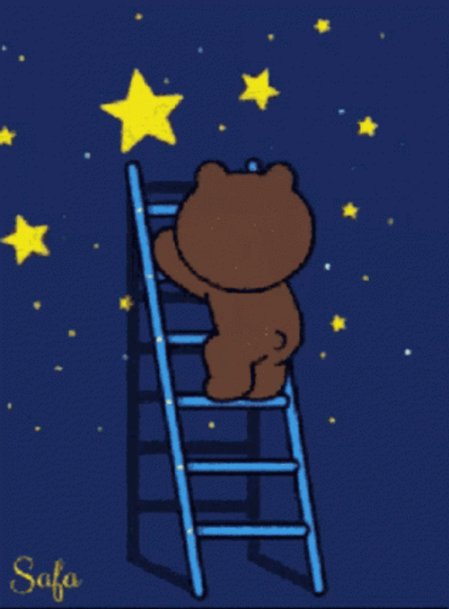 Good Night Bear Animated Stars GIF