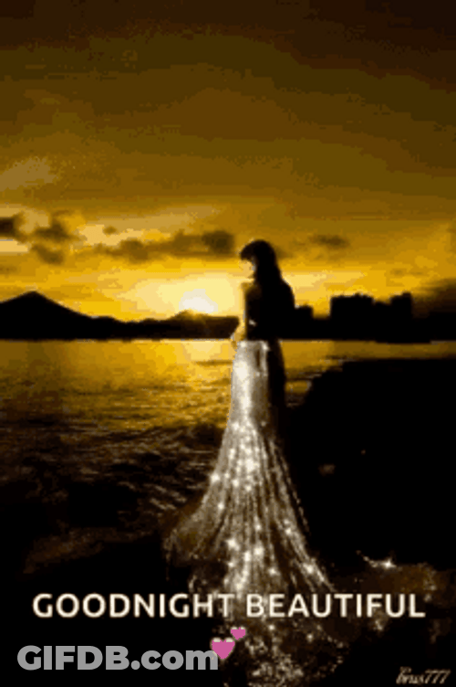 Good Night Beautiful Lady Watching The Sunset GIF