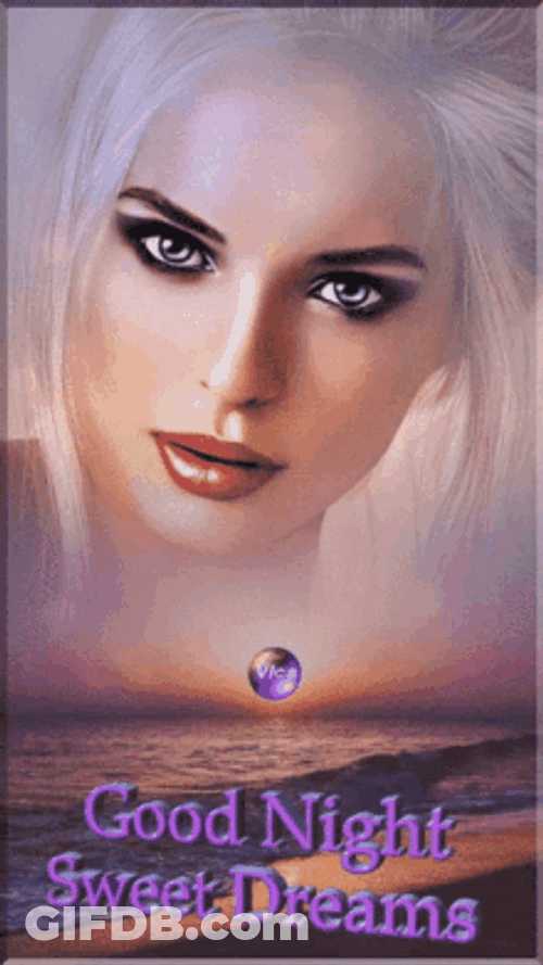 Good Night Beautiful Woman Over Beach Sunset GIF