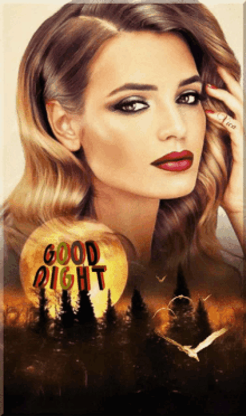 Good Night Beautiful Woman Over Dusked Sky GIF