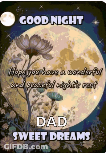 Good Night Card For Dad With Flowers And Moon GIF