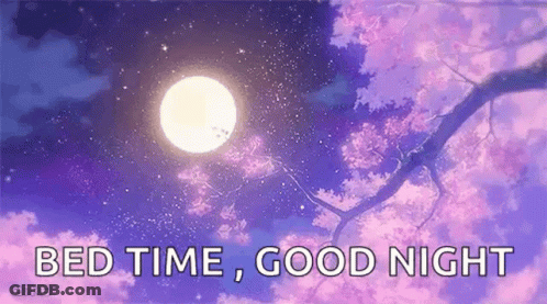 Good Night Card With Tree Branch And Full Moon GIF