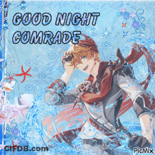 Good Night Comrade Card With Man In Water GIF