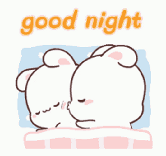 Good Night Cute Animated Bunny Couple Kiss GIF