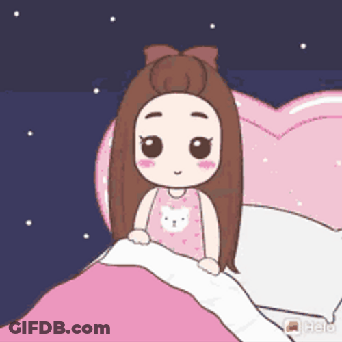 Good Night Cute Animated Girl Waving Sleep GIF