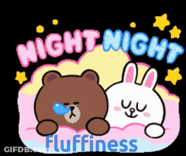 Good Night Cute Bear Bunny Fluffy Cotton Candy GIF