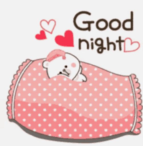 Good Night Cute Bear Waving Hearts GIF