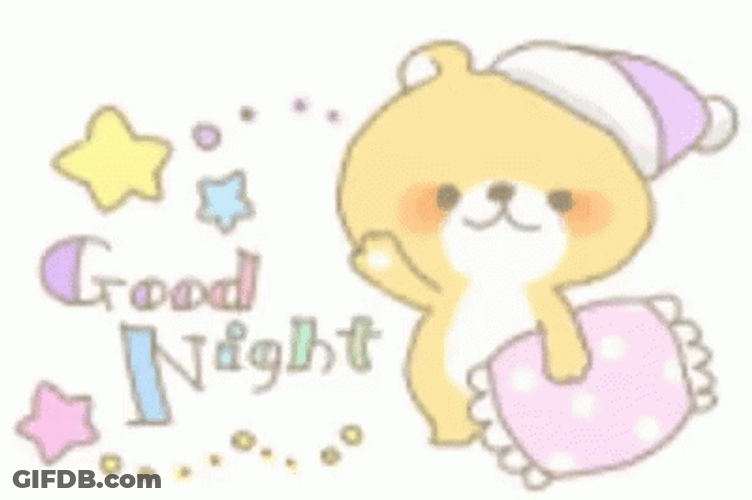 Good Night Cute Bear Waving Stars Pillow GIF