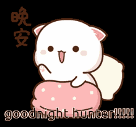 Good Night Cute Cat Peach Waving Goodbye Sleep GIF