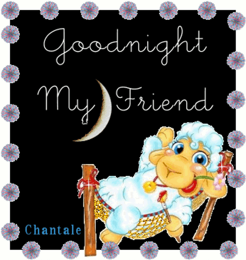 Good Night Friend Cute Sheep Waving ClipArt GIF