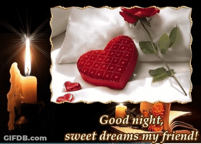 Good Night Friends Candle Light And Chocolate Design GIF