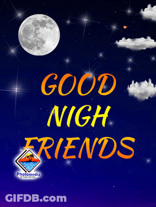 Good Night Friends Passing Clouds Animation GIF