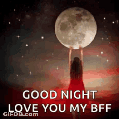 Good Night Friends Reaching Out For Moon Creation GIF