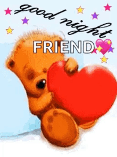 Good Night Friends Sleeping Bear Digital Design GIF