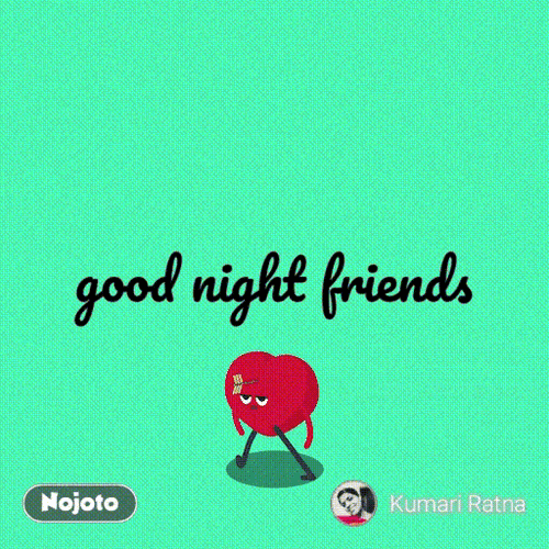 Good Night Friends Walking Heart Animation GIF