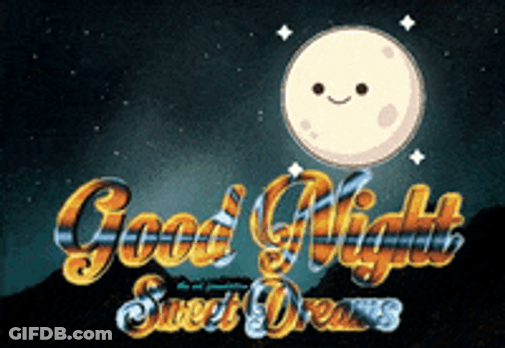 Good Night Friends Winking Moon Fun Art GIF