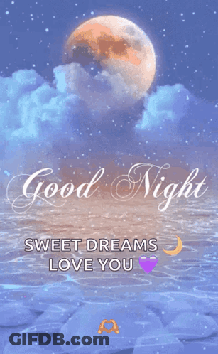 Good Night Full Moon And Heart GIF