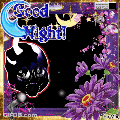 Good Night Greeting Card Purple Flowers GIF