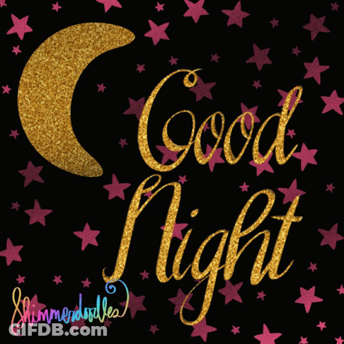 Good Night Greeting Card With Crescent Moon And Stars GIF