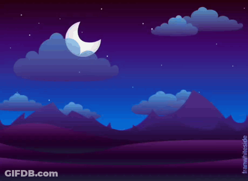 Good Night Greeting Card With Crescent Moon GIF
