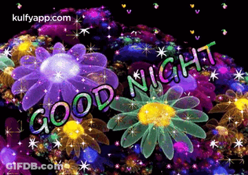 Good Night Greeting Card With Flowers GIF