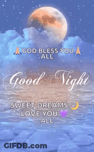 Good Night Greeting Card With Full Moon GIF