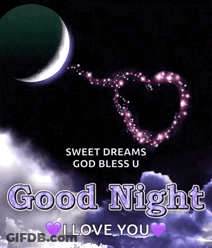 Good Night Greeting Card With Heart Of Stars GIF