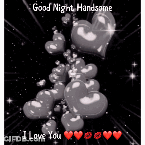 Good Night Handsome I Love You Card With Hearts GIF