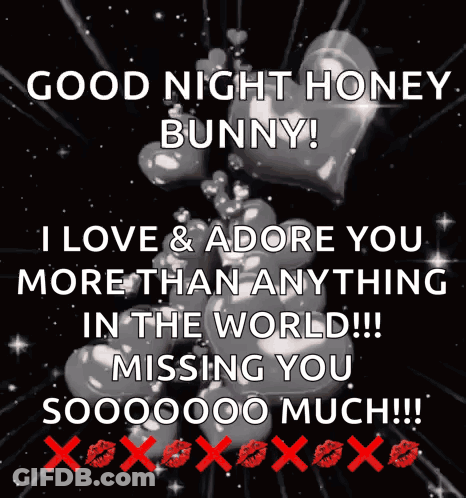 Good Night Honey Bunny With Hearts GIF